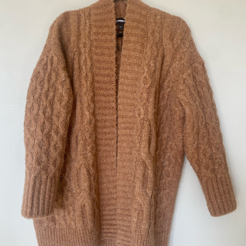 Express Tan Cable Knit Cardigan